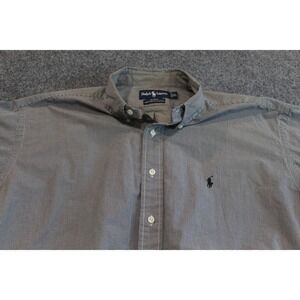 Ralph Lauren Mens XL Gray Houndstooth‎ Button Down Long Sleeve Shirt